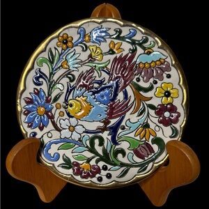 Vintage Ceramic Sevilla Floral Bird Decorative Wall Plate. (D)